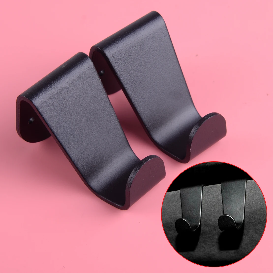DWCX 2Pcs Black Aluminum Alloy Coat Bag Hanging Hook Seatback Hanger Clothes Holder Fit for Tesla Model S X
