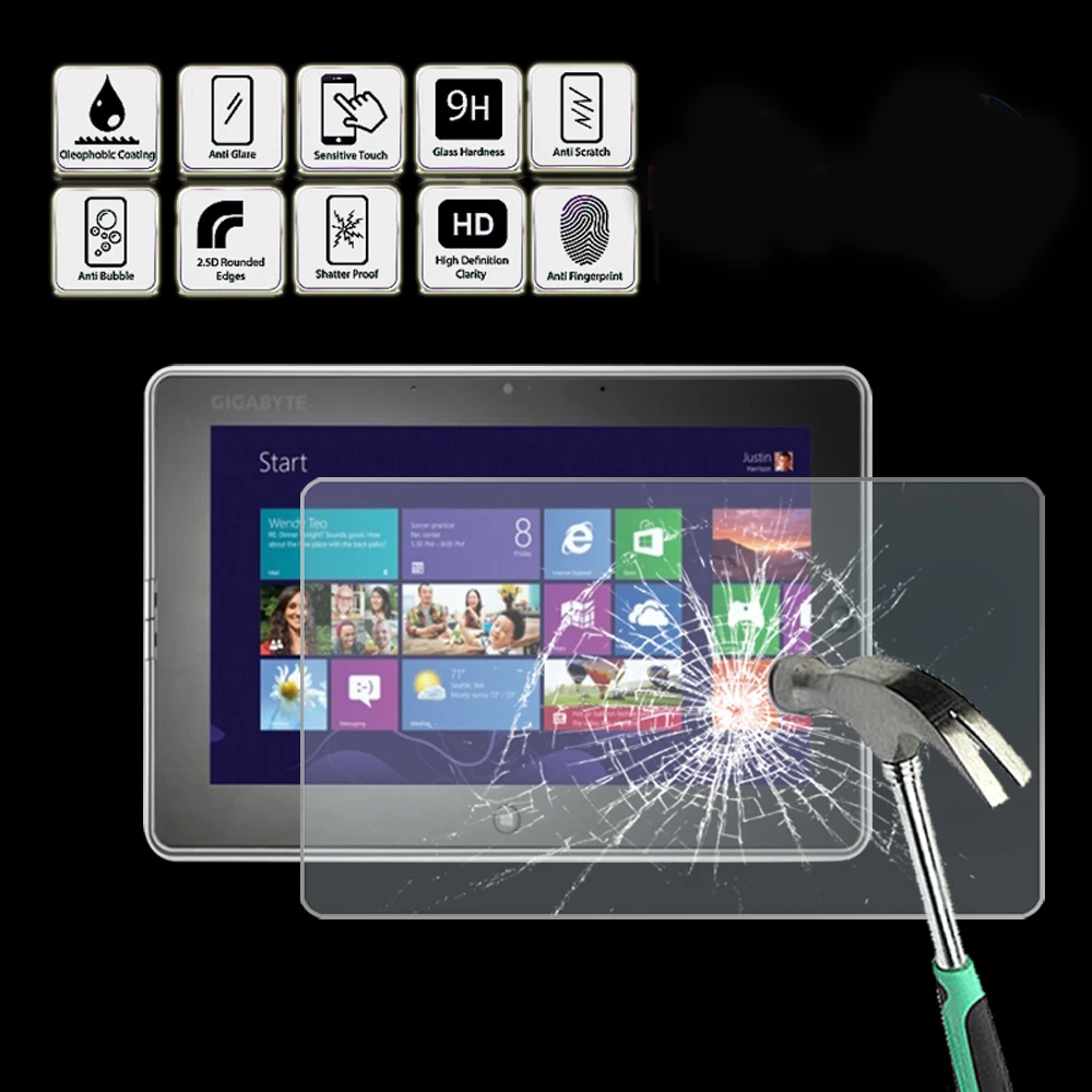 

Tablet Tempered Glass Screen Protector Cover for GIGABYTE S1082 - Anti Fingerprint Screen Film Protector Guard Cover