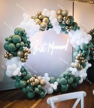 

DIY White Gold Latex Air Balloons RETRO Green Baby Showe Balloon Garland Arch Kit 12Ft Pack for Birthday Party Decor Supplies