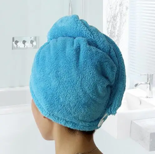 Волшебный быстросохнущая шапкой с ушками, Для женщин Ванная комната супер впитывающее банное из микроволокна Полотенца сухих волос Кепки Высокое качество Хорошая упаковка - Цвет: Синий