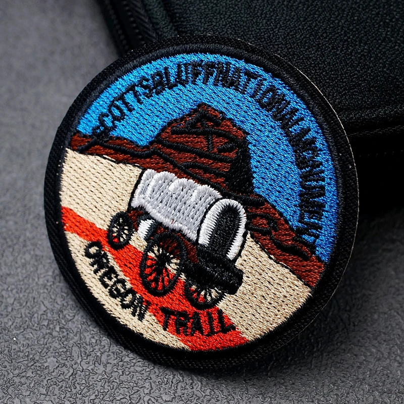 OREGON TRAIL Patches Size:6.2x6.2cm Iron On Cloth Embroidered Applique Sewing Clothes Apparel Accessories | Дом и сад