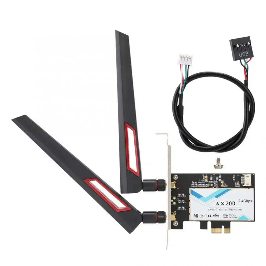 

2400Mbps PCI-E Network Card for Intel AX200 802.11ax WiFi6 Bluetooth5.0 with AC88U Antenna[S] Desktop Network Card