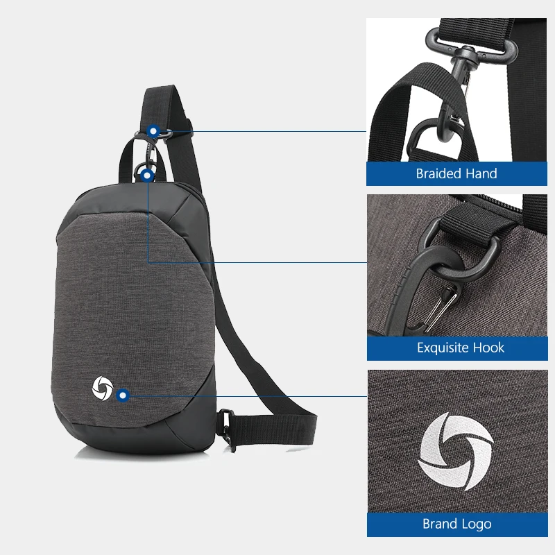 OZUKO, высокое качество, противоугонная нагрудная сумка для мужчин, модные сумки-мессенджеры, короткая походная Повседневная сумка через плечо, Мужская нагрудная сумка на плечо