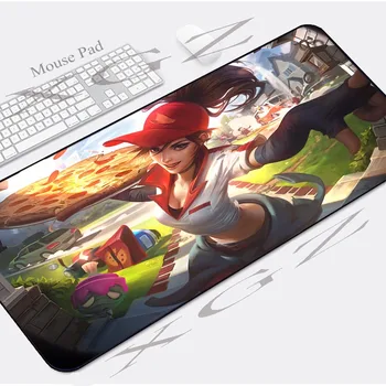 

XGZ Anime Large Game Computer Desk Mat Black Lock-edge HD Pizza Girl Mouse Pad Speed Rubber Non-slip Csgo Dota Gamer Xxl