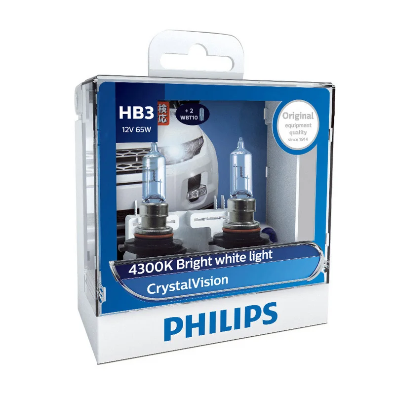 Philips H1 H4 H7 H11 9005 9006 12V с украшением в виде кристаллов видение 4300K яркий белый светильник Галогенные Авто головного средства ухода за кожей Шеи светильник Противотуманные огни, пара