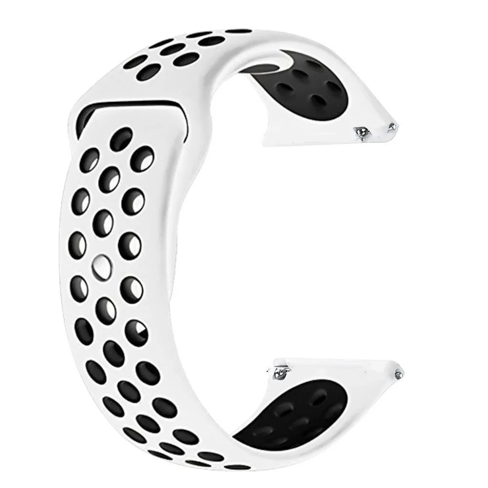 22 мм 20 мм спортивный ремешок для samsung gear Sport S2 S3 Galaxy Watch Active 42 мм 46 мм силиконовый ремешок для Huami Pebble Time huawei gt 2 - Цвет ремешка: white black