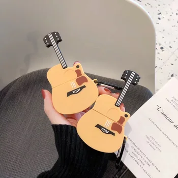 

For AirPod 1 2 Case 3D Guitar Music Cartoon Soft Silicone Wireless Earphone Cases For Apple Airpods Case Cute Cover Funda
