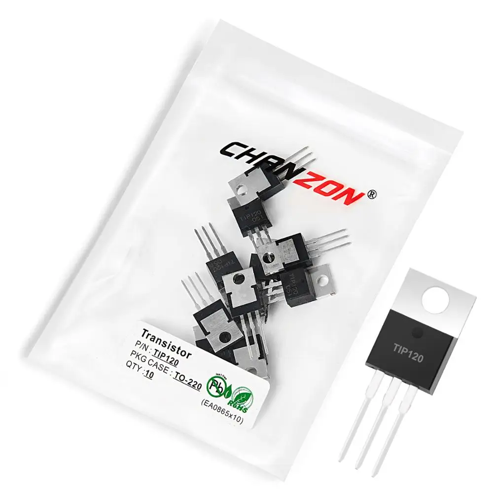 10pcs TIP120 TO-220 NPN Darlington Power Transistor Bipolar Junction BJT Powerful Triode Tube Tip Fets DIY Integrated Circuits