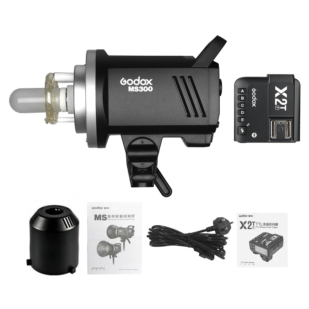 Godox MS300 студийная вспышка стробоскоп свет 300Ws+ X2T-F ttl Беспроводная вспышка триггер GN58 5600K 150W Bowens крепление для Fuji DSLR камеры