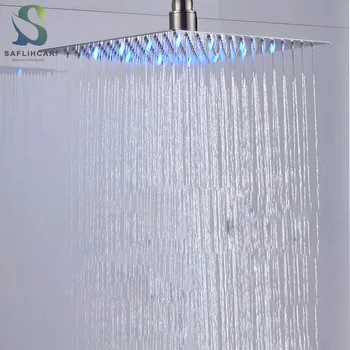 

Brushed Nickel LED Light Top Shower Rainy Shower Head Brass Shower Head Surface Polishing Wall Installation