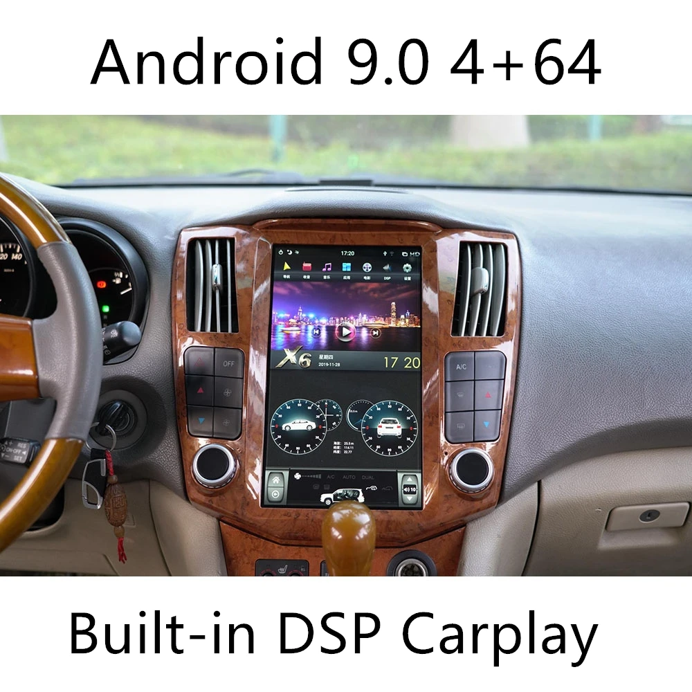 android 9.0 4GB-64GB Tesla экран PX6 для Lexus RX 2004-2007 Android CARPLAY DSP автомобильный мультимедийный плеер радио без dvd-плеера gps навигация приборная панель - Цвет: android 9.0 4GB-64GB