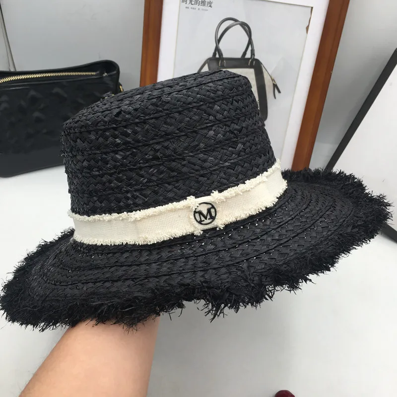 Новые европейские и короткие поля lafite grass tassel плоская шляпа с плоским верхом пляжный туризм предотвращается окунуть в соломенные шляпы от солнца