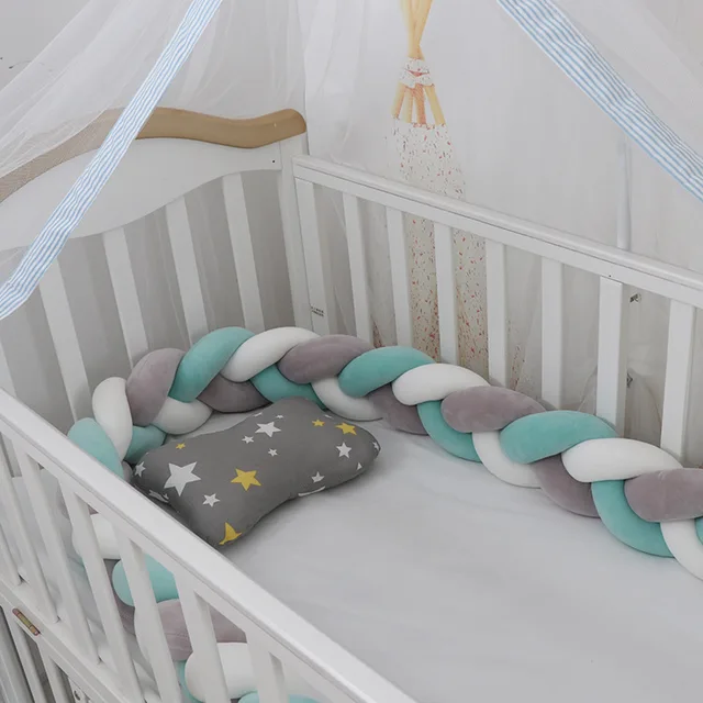 1m Baby Bumper Cushion Pillow Bumpers In The Crib Baby Bed Protection Tour De Lit Bebe Tresse Chichonera Cuna Bumpers Aliexpress