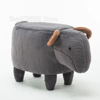 

European Solid Wood Children Furniture Pedal Chair Cute Single Lamb Stool Creative Cartoon Home Animal Shoe Bench