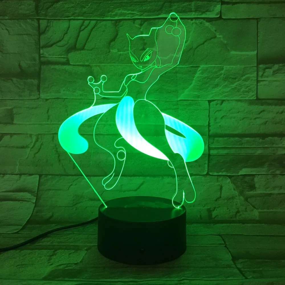 Pokemon Go Mewtwo рисунок детский ночной Светильник СВЕТОДИОДНЫЙ гостиная декоративная лампа атмосфера фестиваль подарок спальня прикроватная лампа Mewtwo