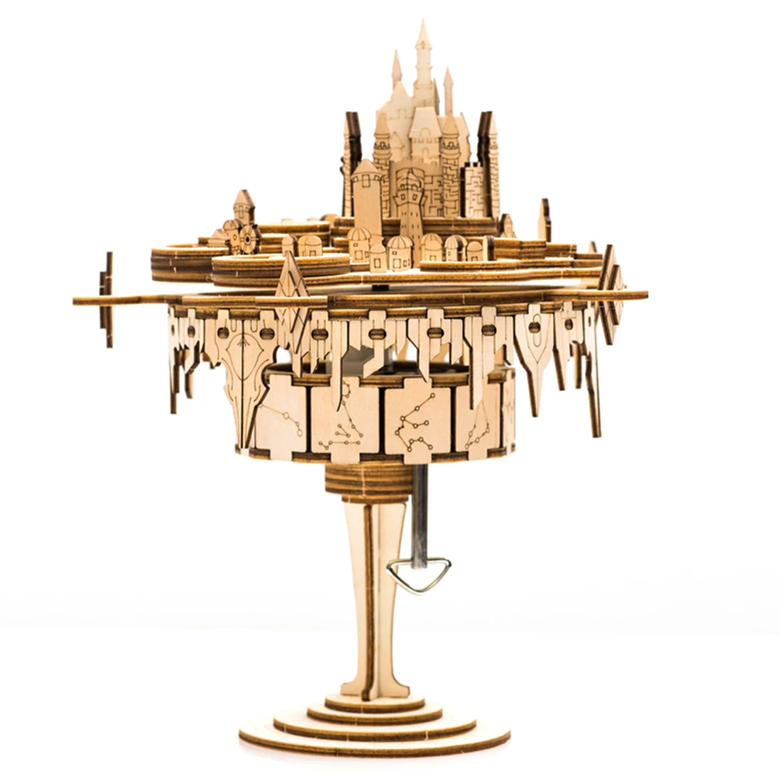 

3D Wooden Sky Castle Music Box DIY Wood Puzzle Model Building Kit Creative Gift For 6+