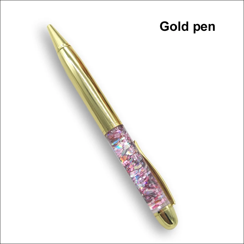 Роскошная хрустальная ручка с розовым золотом, алмазная шариковая металлическая ручки из латуни, канцелярские принадлежности для школы, подарок для офиса - Цвет: gold pen