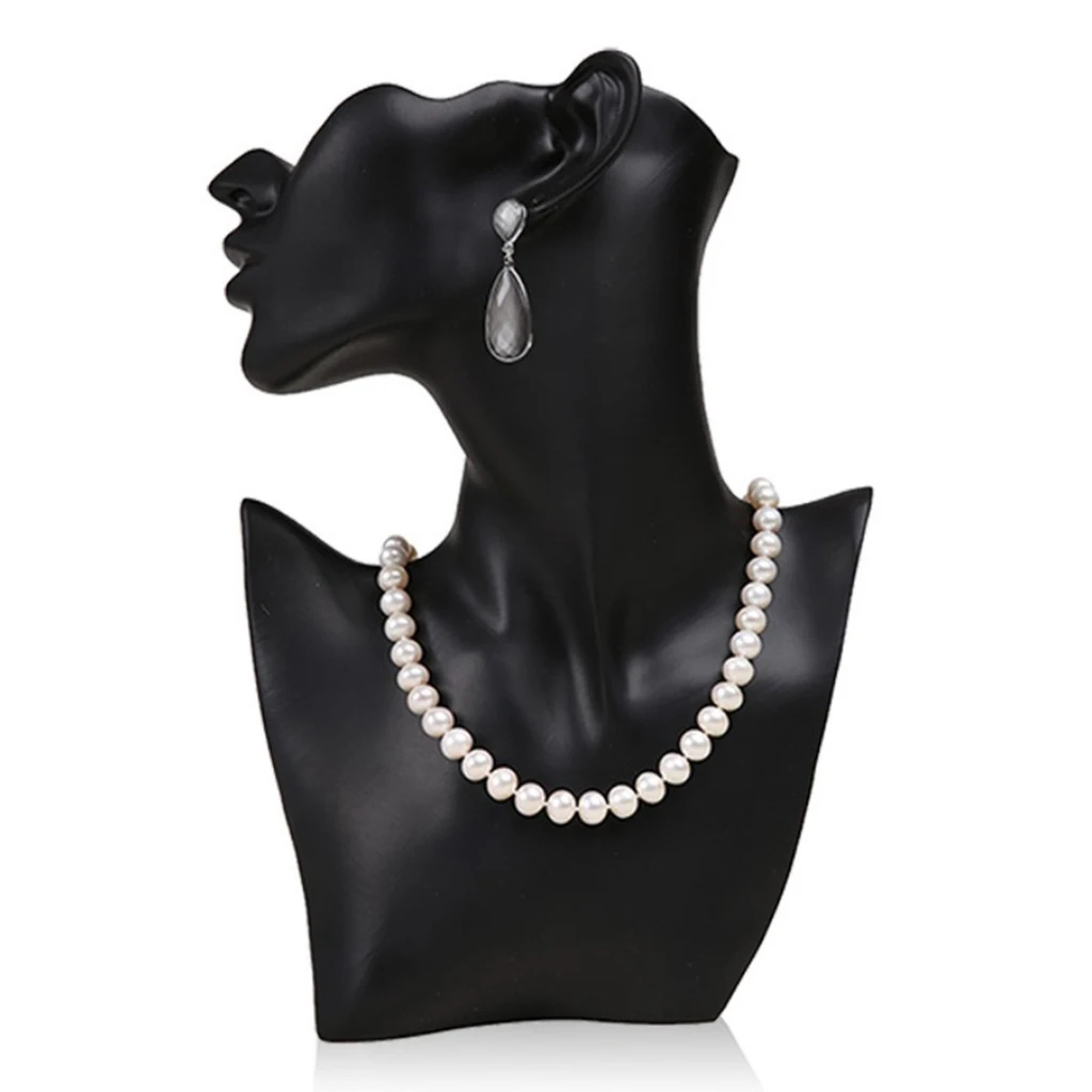 Necklace and Earring Bust Jewelry Display, Resin/Velvet, Female Mannequin