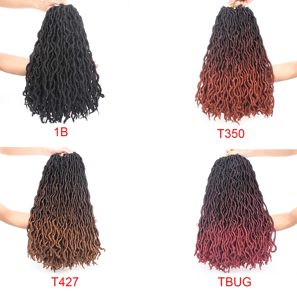 Leeven Nu Faux locs Curly вязаные волосы 20 дюймов синтетические плетеные волосы Омбре крючком косички крючком волосы богини волос