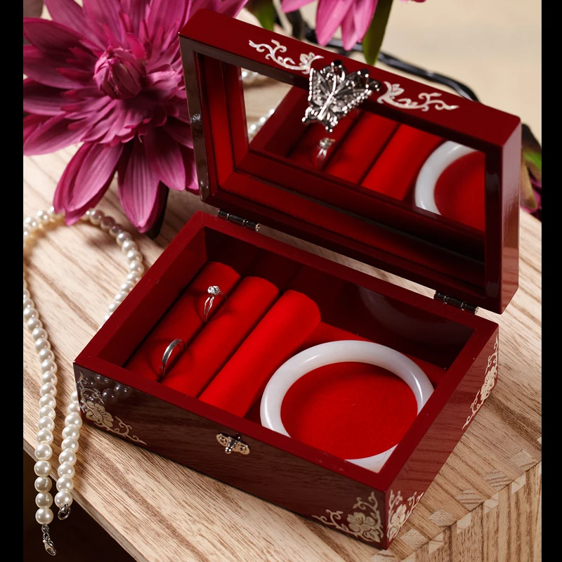 Ручная работа Abalone Shell-linlaid мозаика контейнер для хранения ювелирных изделий лаков лак искусство с замком 16x11x7 см свадебный подарок красный