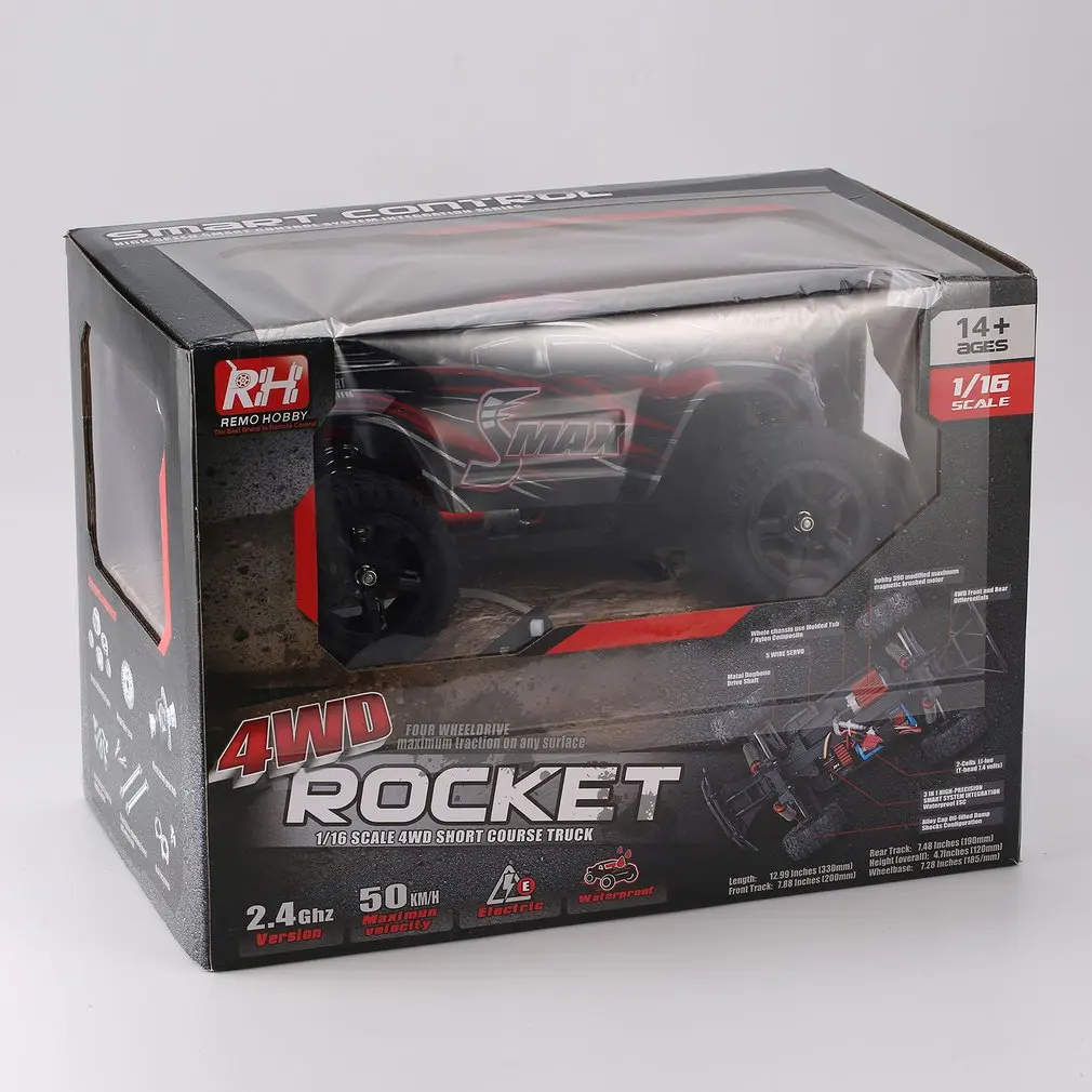 REMO 1631 1/16 Масштаб 2,4 г 40 км/ч высокая скорость 4WD матовый внедорожный грузовик большие колеса Bigfoot SMAX RC автомобиль дистанционного управления детский подарок