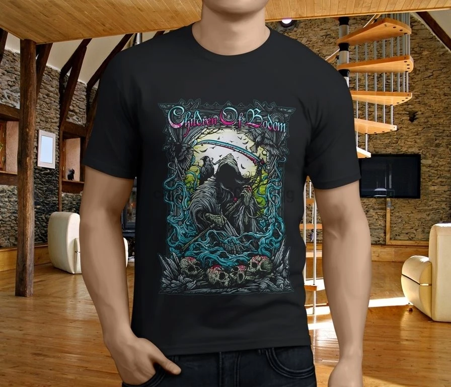 Best T Shirts O-Neck Popular Children Of Bodom Black Men'S Short-Sleeve Mens Tee |