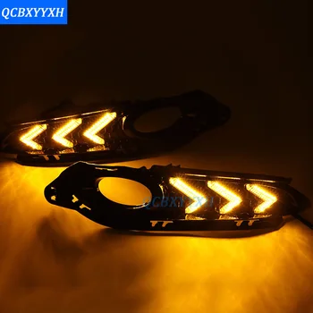

12V Waterproof Car DRL With Fog Lamp Hole For Honda Vezel HRV HR-V 2015-2017 Turn Yellow Signal Relay LED Daytime Running Light