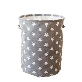 

35x45CM Collapsible Laundry Basket Star Pattern Storage Basket Large Waterproof Linen Cloth Home Toy Clothes Storage Organizer G