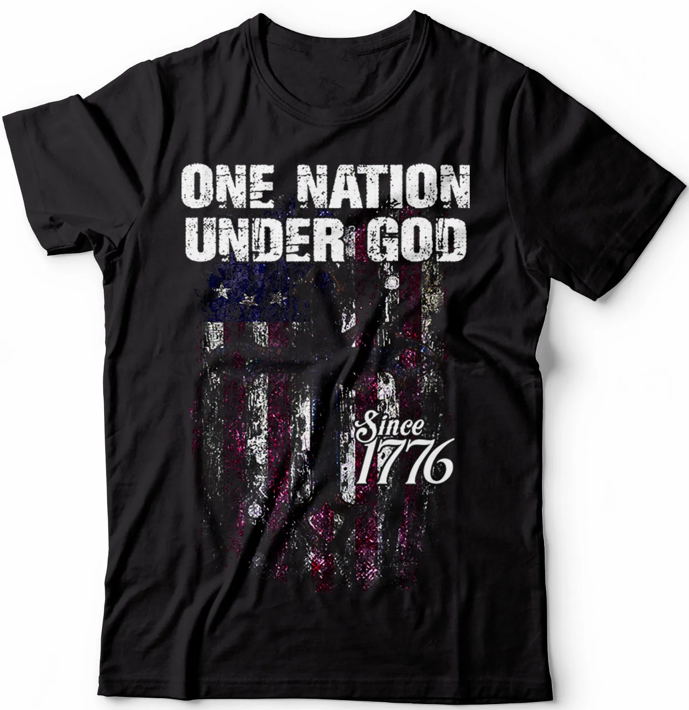 

One Nation Under God Since 1776. Patriotic USA Flag 2nd Amendment T-Shirt. Summer Cotton Short Sleeve O-Neck Men's T Shirt S-3XL