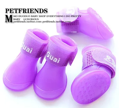 4Pcs/set Creative Design Pet Dogs Waterproof Non-slip Rain Snow PVC Boots Fashionable Soft Rain Shoes For Dog and Cat