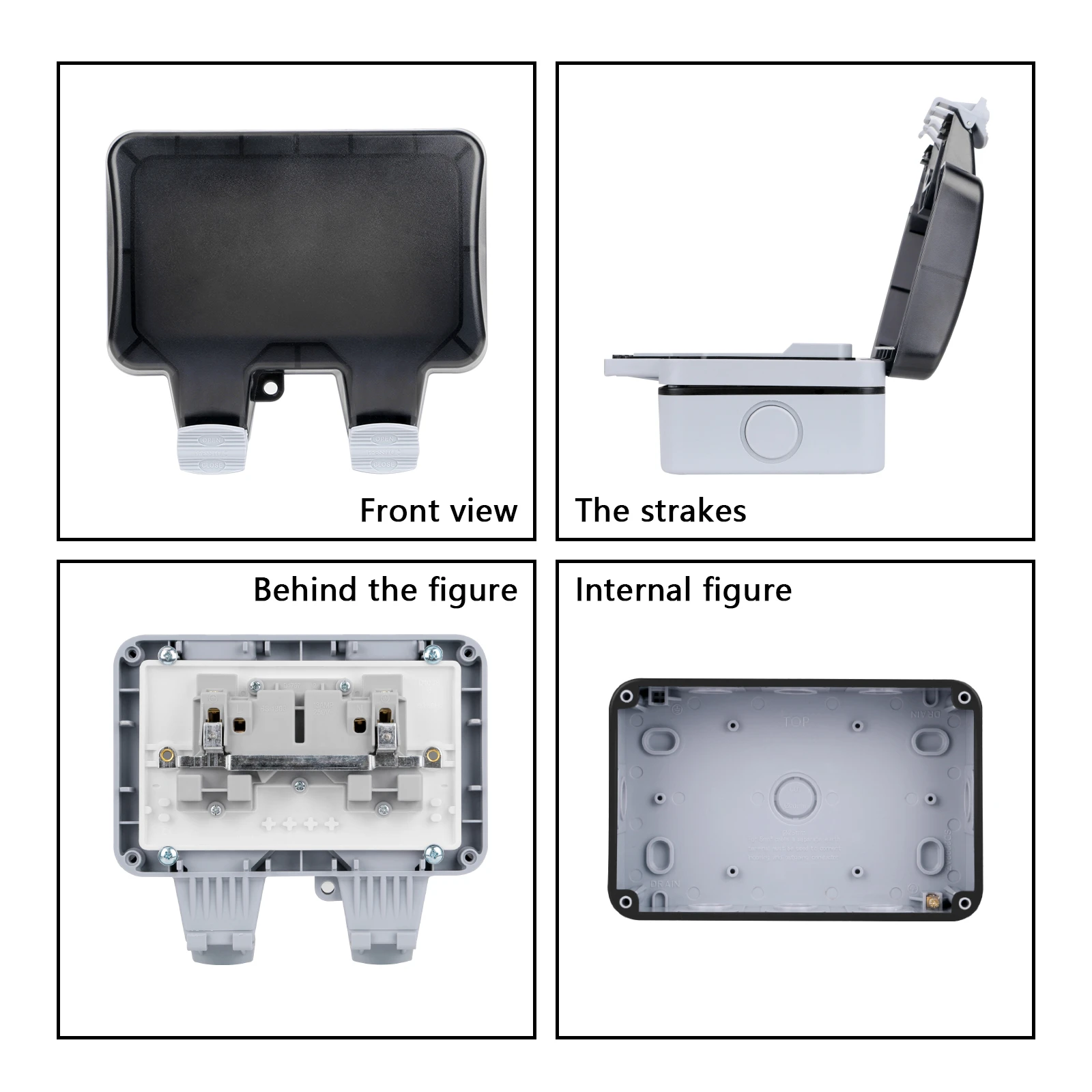 Electricity Box Waterproof Socket Box IP66 Outdoor Socket Box for Balcony Bathroom Garden Electricity Box Waterproof Socket Box IP66 Outdoor Socket Box for Balcony Bathroom Garden