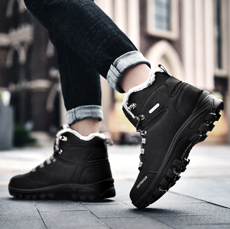 Мужские брендовые классические зимние ботинки теплые дизайнерские меховые