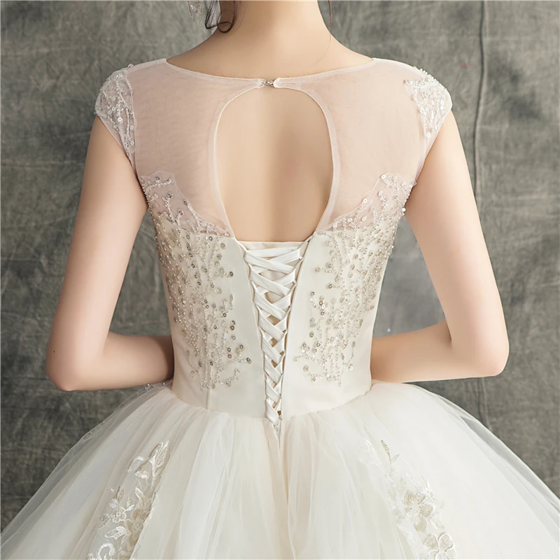 Новые Модные Простые off-белый топ с o-образным вырезом, Vestidos De Novia Индии свадебное платье элегантные платья для невест Роскошные поезд блестками размера плюс 62