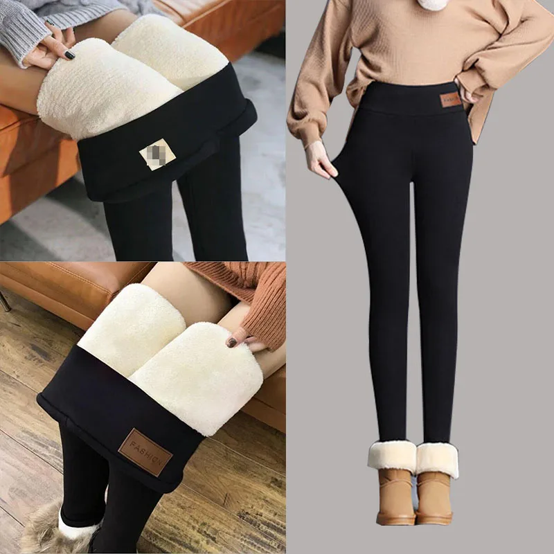 Black Warm Pants Winter Legging Women 