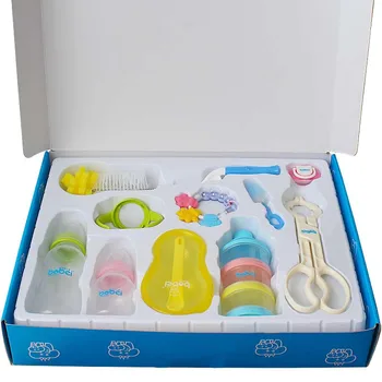 

10Pcs/Set Baby Kids Health Care Feeding Bottle Bowl Teether Product Gift Box Newborn Grooming Kit Baby Care Set