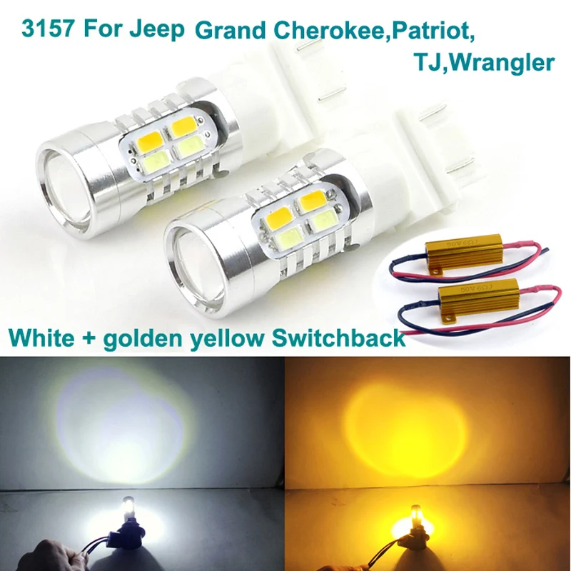 Для Jeep Grand Cherokee Patriot TJ Wrangler сверхъяркая 3157 Двухцветная светодиодная лампа DRL для