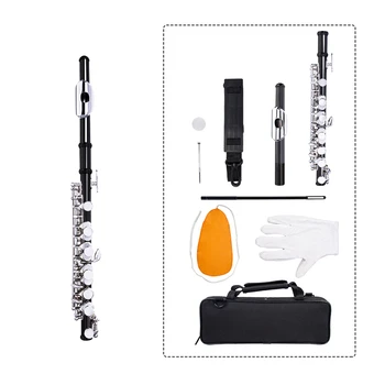 

NAOMI Piccolo Key of C 2-Piece with Case Cleaning Rod Cloth and Gloves Cupronickel Piccolo -Silver