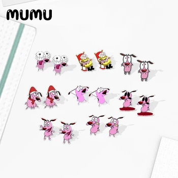 

2020 New Cowardly dog Stud Earring Cartoon Pink Dog Acrylic Earring Epoxy Handmade Resin Jewelry