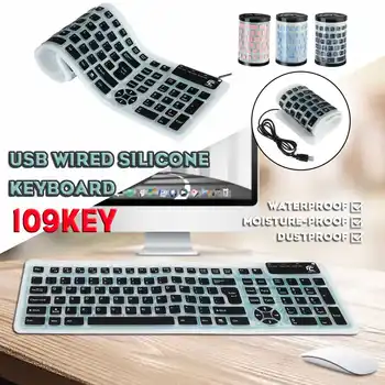 

109 Keys USB Silica Gel Keyboard Collapsible Keyboard Ultrathin Portable Waterproof Dustproof Mute Usb Charging 405x170x3mm