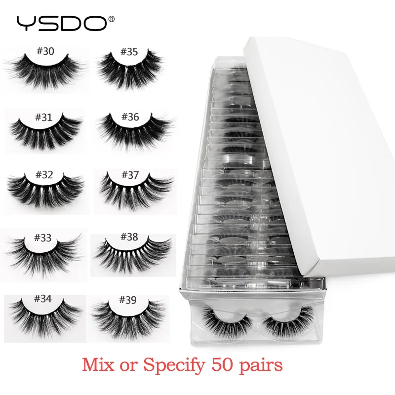 Mix 50 pairs Норковые ресницы 20/30/40/50/100 пар, норковые 3D-ресницы, натуральные накладные ресницы для наращивания, макияж, накладные ресницы крупными партиями - Цвет: Mix 50 pairs