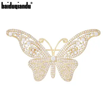 

baiduqiandu Brand New Arrival High Quality Shinning Cubic Zirconia Micro Pave Butterfly Brooch Pins for Women