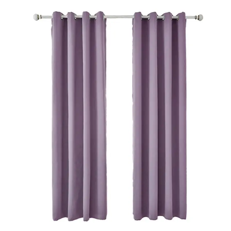 Purple Затемненные шторы, панели с люверсами, термоизолированные, одноцветные кольца, для верхней комнаты, затемняющие шторы для спальни, украшение дома - Цвет: Purple