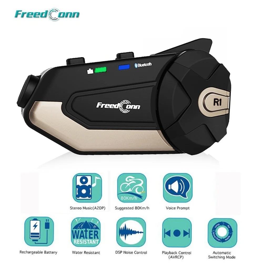 FreedConn R1 мотоциклетный Интерком шлем Bluetooth гарнитура 1080P HD видео рекордер Wifi камера
