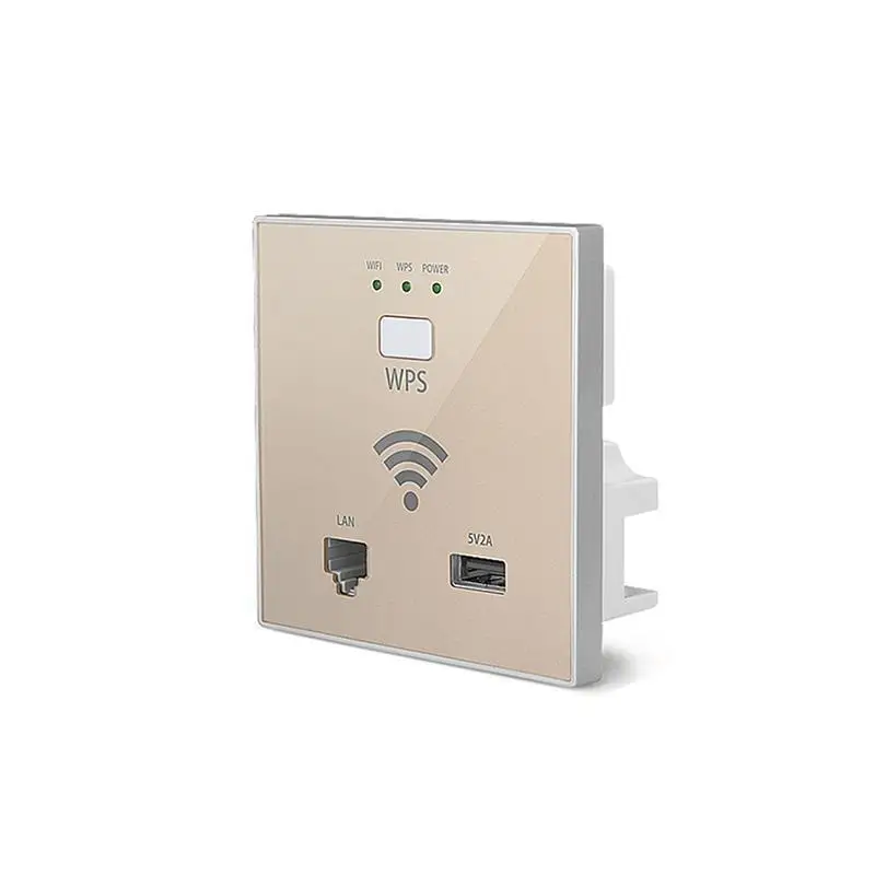 300 Мбит/с WiFi точка доступа Беспроводная розетка для отеля Wi-Fi проект поддержка AC управление USB WPS шифрование - Цвет: Золотой
