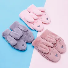 6 цветов с кроличьим мехом, зимние рукавицы мультфильмы, Детские теплые перчатки для девочек, толстые плюшевые, висячие, корейские милые перчатки для девочек, коралловый флис