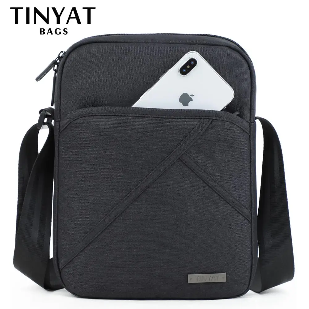  TINYTA Men's bag light Men Shoulder Bag for 9.7'pad 8 pocket Waterproof Casual crossbody bag Black  - 4000225790716