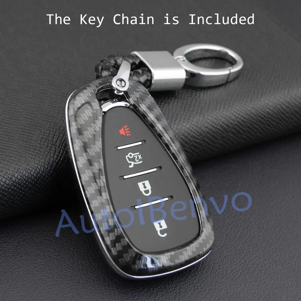 Прочный карбоновый защитный чехол для ключа автомобиля для Chevrolet Cruze Malibu Equinox Camaro болт траверс брелок крышка - Название цвета: Contain Key Chain