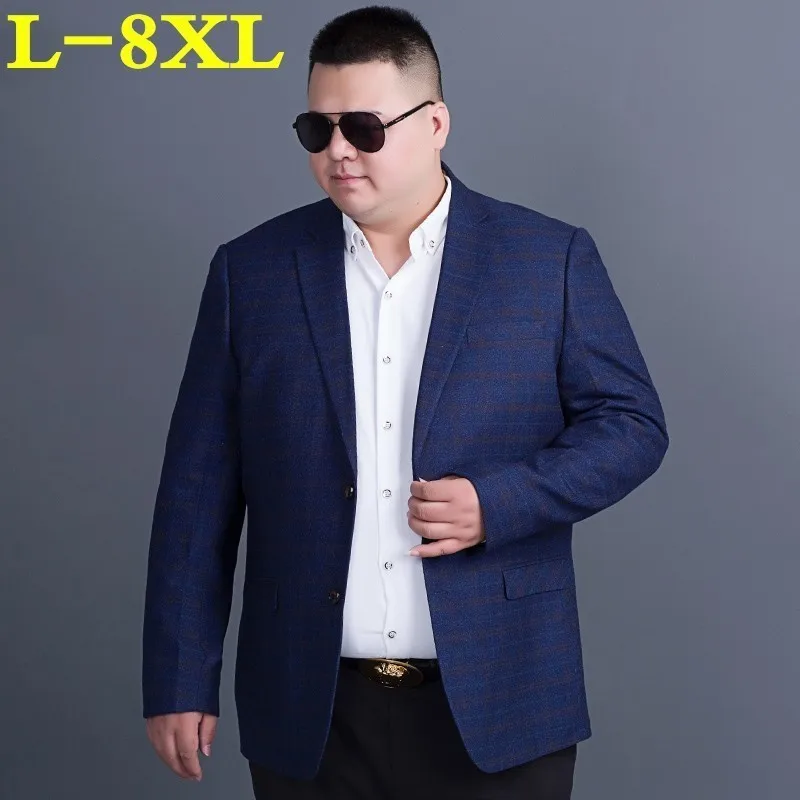 Мужской повседневный пиджак размера плюс 8XL 7XL 6XL 5XL 4X высокого качества для весны