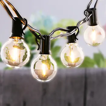 

25Ft G40 Globe LED Bulb String Lights with 25 Clear Vintage Bulbs Outdoor Hanging Umbrella Patio String Lighting Wedding Decor