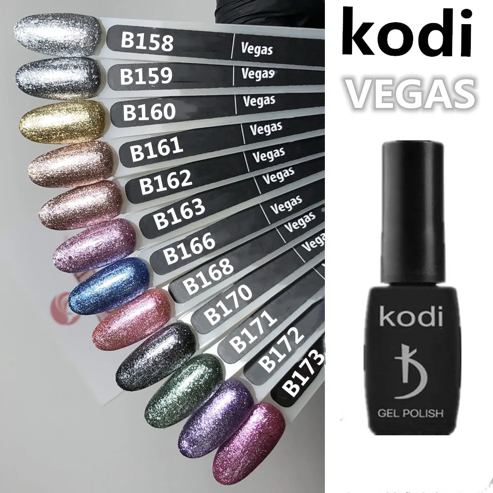 Kodi Gel 12 ml Glitter Nail Polish Semi Permanent Silver Art Varnish Base Top Coat Soak Off Nails UV Led | Красота и здоровье
